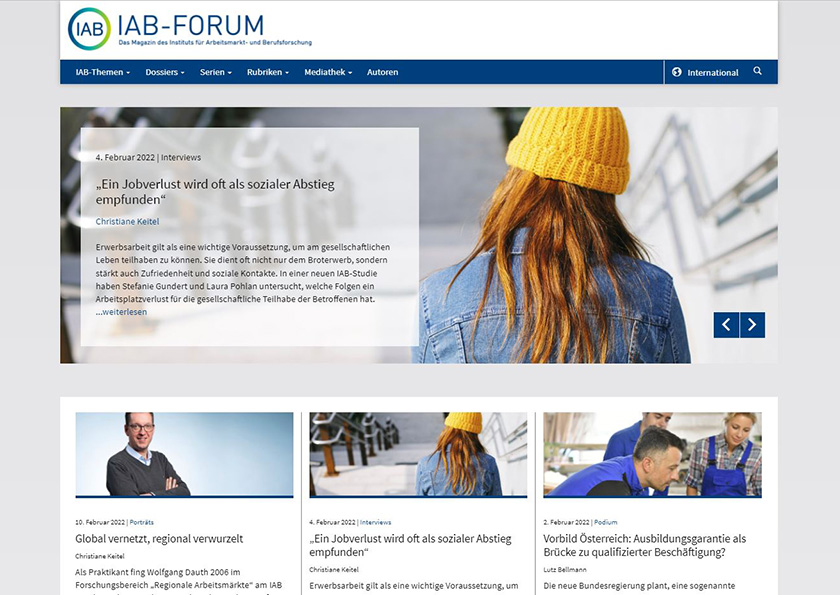 Screenshot der Website des IAB-Forum
