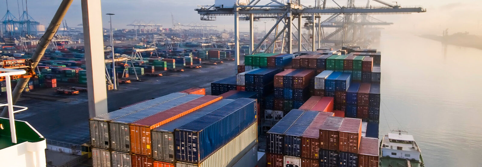 Containers on a cargo ship at the port “Europoort” in Rotterdam