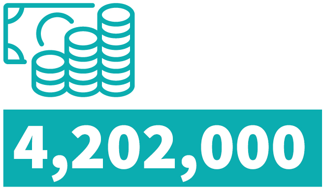 The picture shows the number 4202000 under the illustration of coins and no