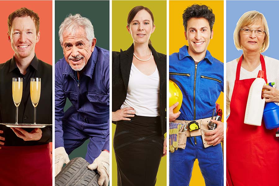 Portraits of employees from a wide range of sectors, ethnic backgrounds and generations.